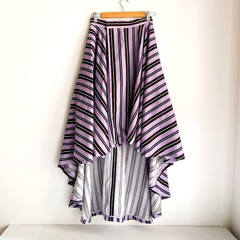 G.V.G.V Lavender Purple Striped high Low Rexcell  Skirt 36 Made in Japan